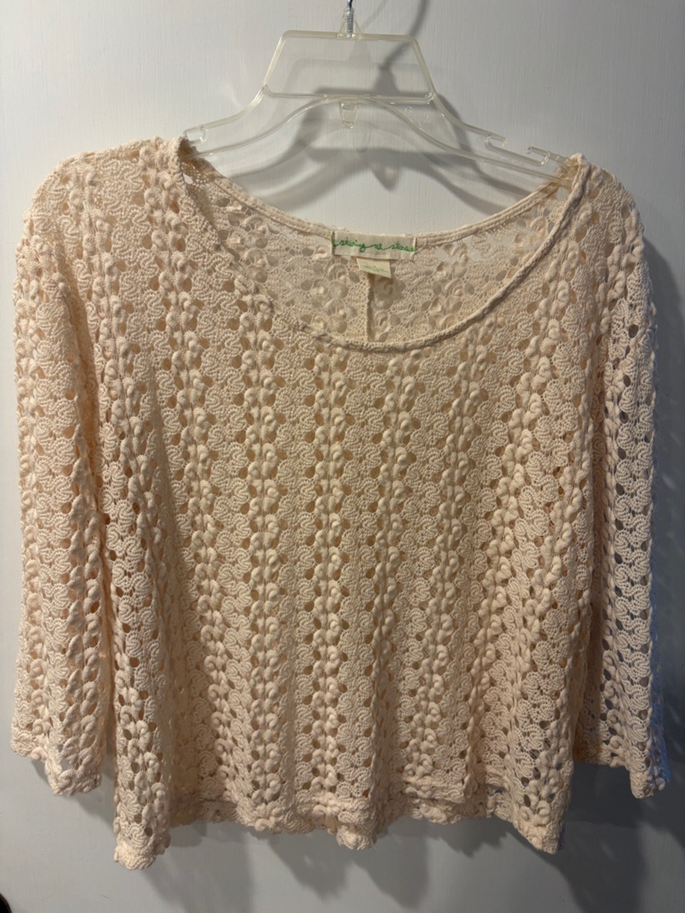 Staring at Stars Crochet Lace Scoop Neck Top - Cream SizeS long sleeve